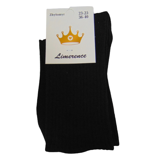 Шкарпетки жіночі високі рубчик бавовна Limerence р. 36-40 Чорний (2006665156)