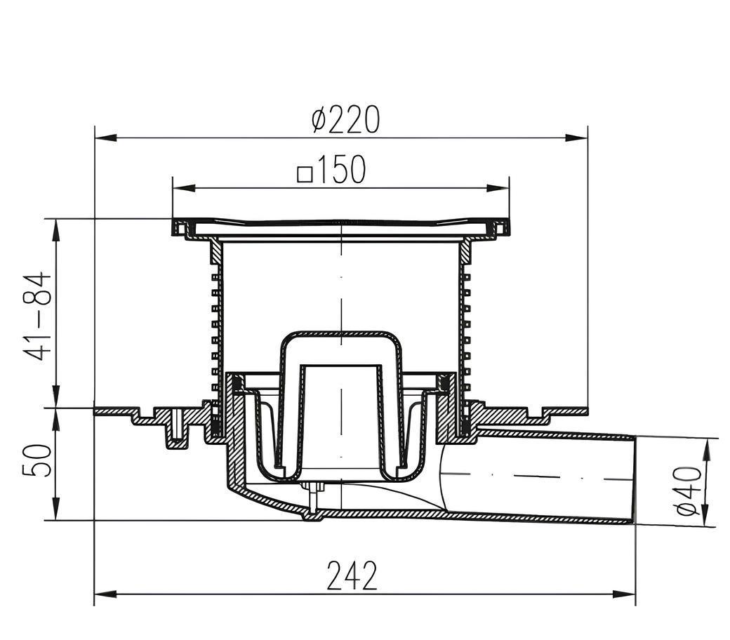 Трап MCH для приміщення та вулиці горизонтальний DN40 мм/2 сифону/нержавіюча решітка 122х122 мм (382 А) - фото 2 Трап MCH для приміщення та вулиці горизонтальний DN40 мм/2 сифону/нержавіюча решітка 122х122 мм (382 А) - фото 2