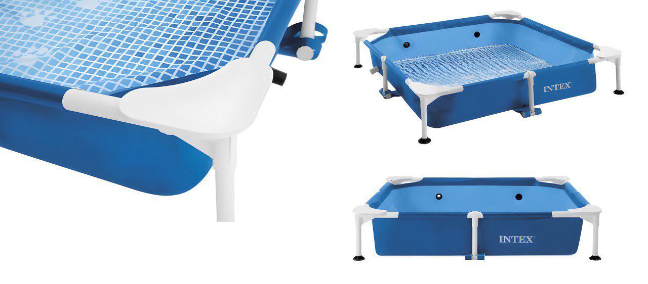 Басейн для домашніх тварин Intex 48402 152х152х30,5 см з металевим каркасом/скімером і диспенсером - фото 2 Басейн для домашніх тварин Intex 48402 152х152х30,5 см з металевим каркасом/скімером і диспенсером - фото 2