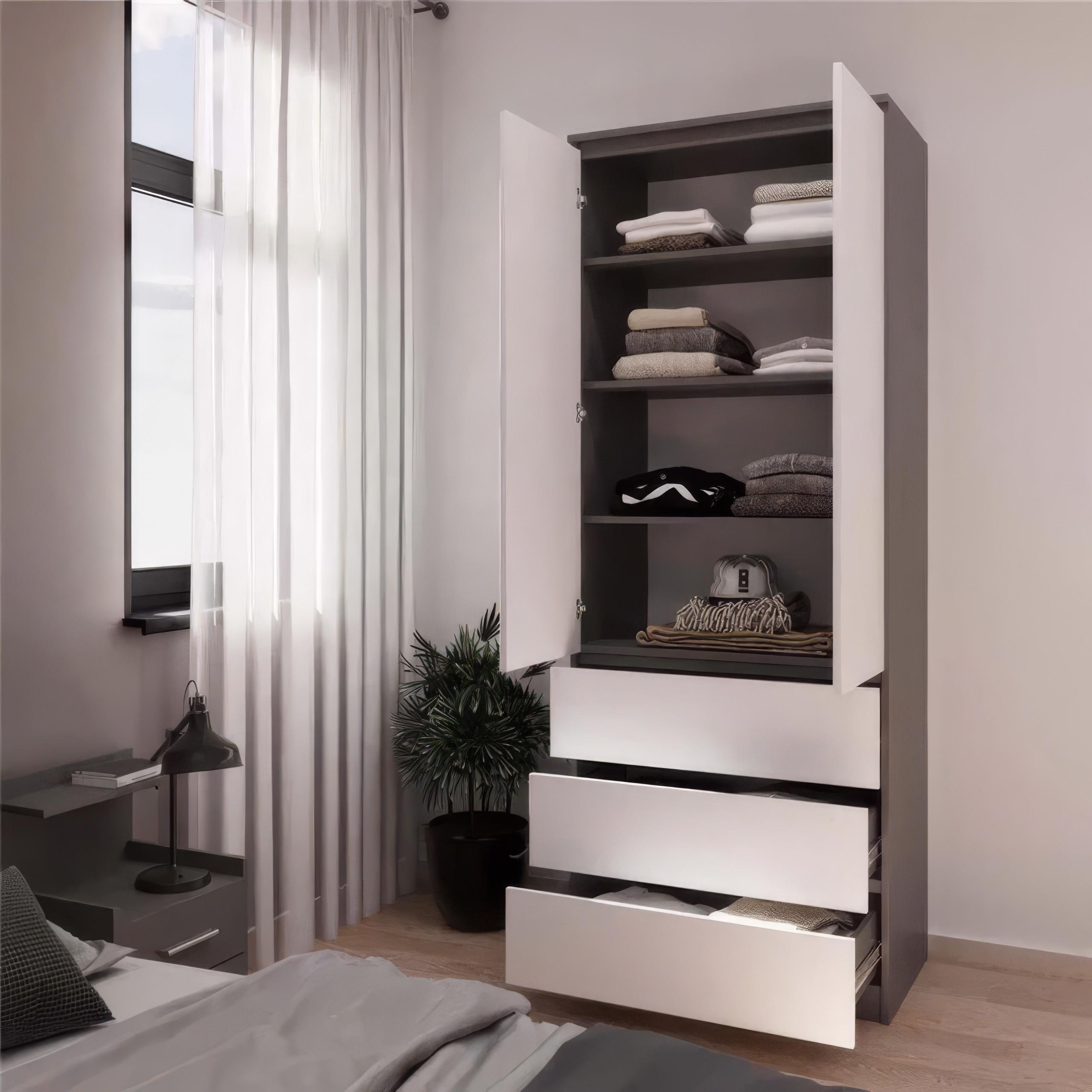 Шкаф с полками и ящиками T-210 803х502х2117 мм Антрацит/Белый - фото 1 Шкаф с полками и ящиками T-210 803х502х2117 мм Антрацит/Белый - фото 1