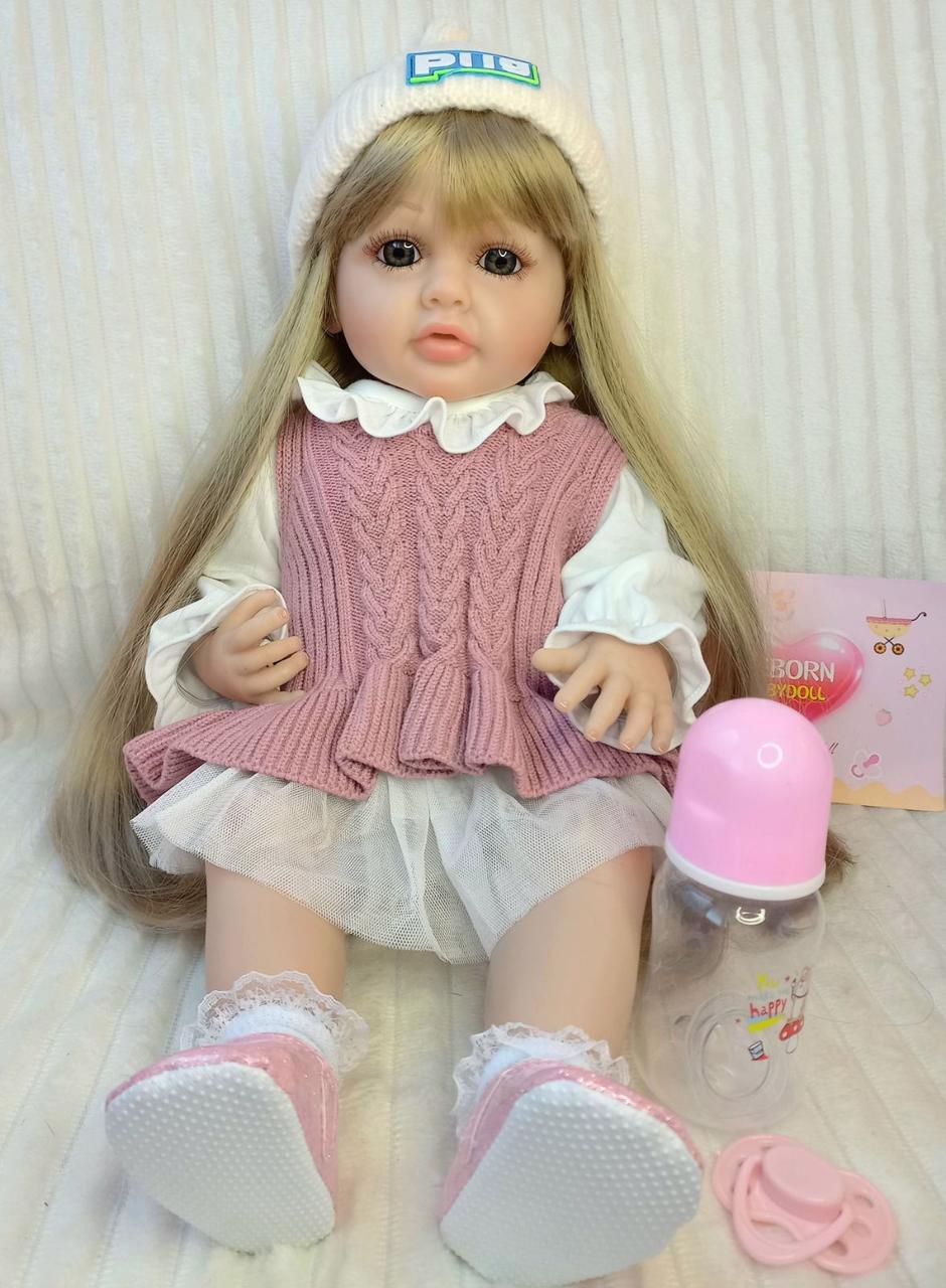 Кукла Reborn Злата винил-силиконовая с соской/бутылочкой 55 см (1723663458) - фото 2