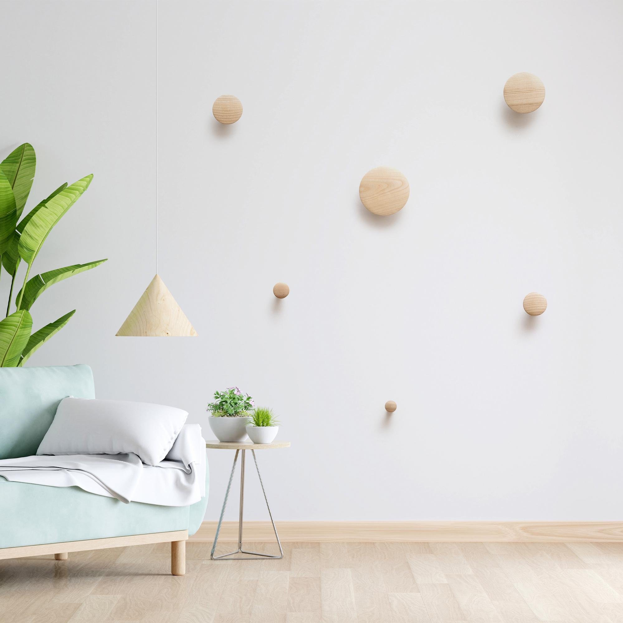 Набор деревянных мебельных крючков для одежды ø 35-150 мм 6 шт. Ясень (50026) - фото 9