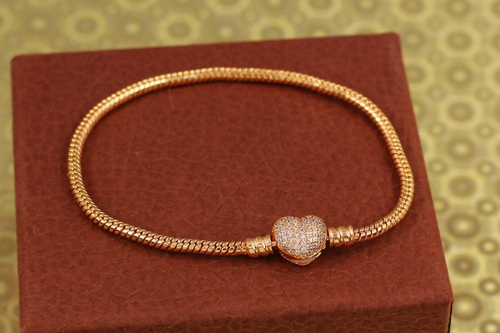 Браслет Xuping Jewelry Пандора с сердечком из фианитов 19 см х 3 мм Золотистый (2196467359)