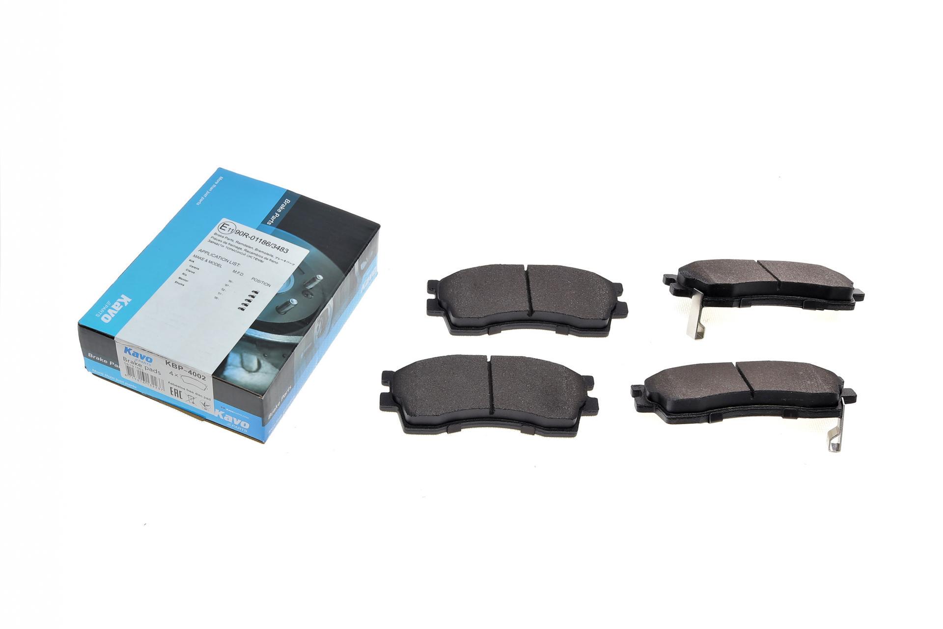 Колодки тормозные передние KAVO PARTS Kia Rio 00-11/Spectra 01-10 129.2x43.5x15.5 (KBP-4002 KAVO PARTS)