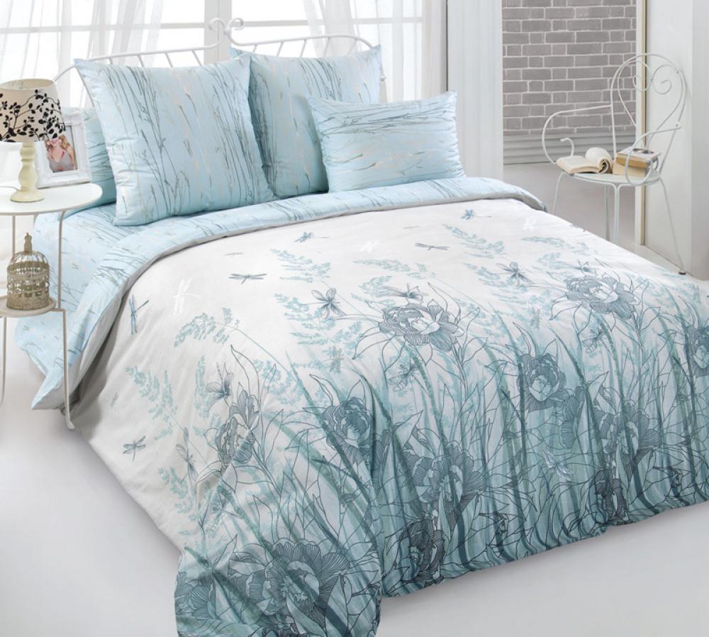 Комплект постельного белья Комфорт текстиль Перкаль Утренний туман с простынью на резинке 145x215 см 2x40x60 см (КТ_pvu_3557_38_40x60)