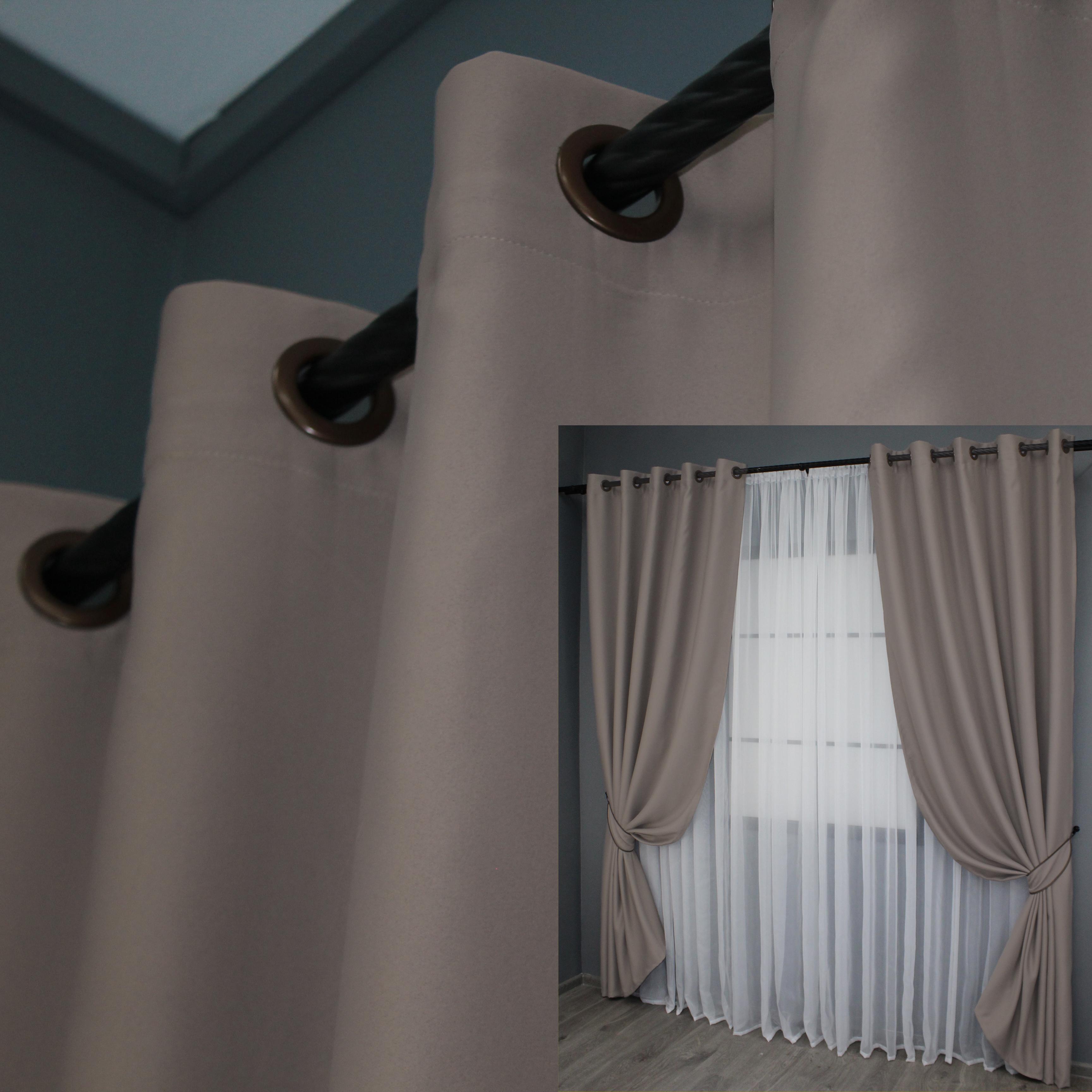 Комплект штор на люверсах VR-Textil Блэкаут Bagema Rvs № 1242ш 150х250 см 2 шт. Какао (37-0111) - фото 4