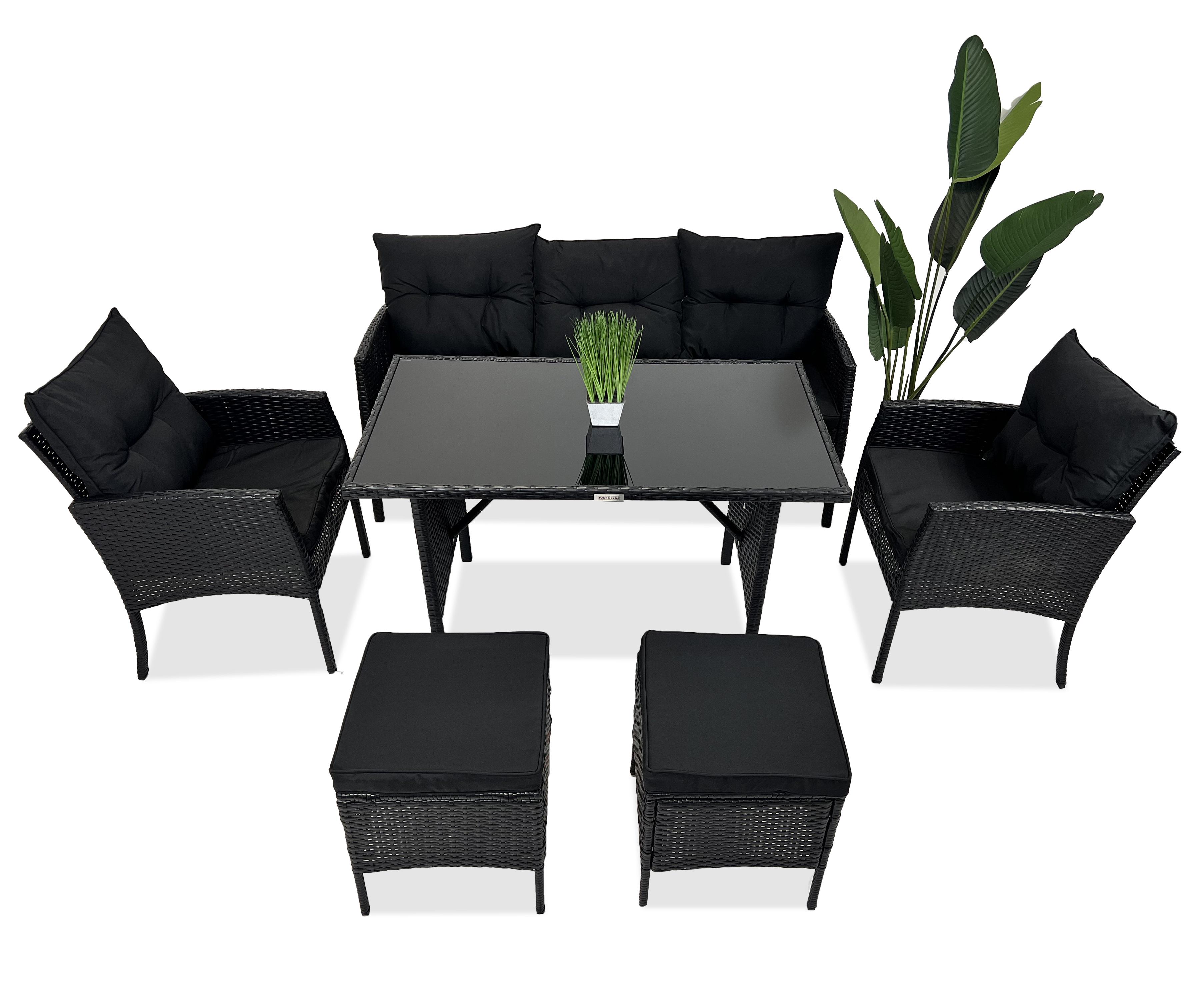Набор садовой мебели Just Relax Deluxe Lite диван та 2 кресла и 2 пуфа Графитовый (JR-404-Graphite)