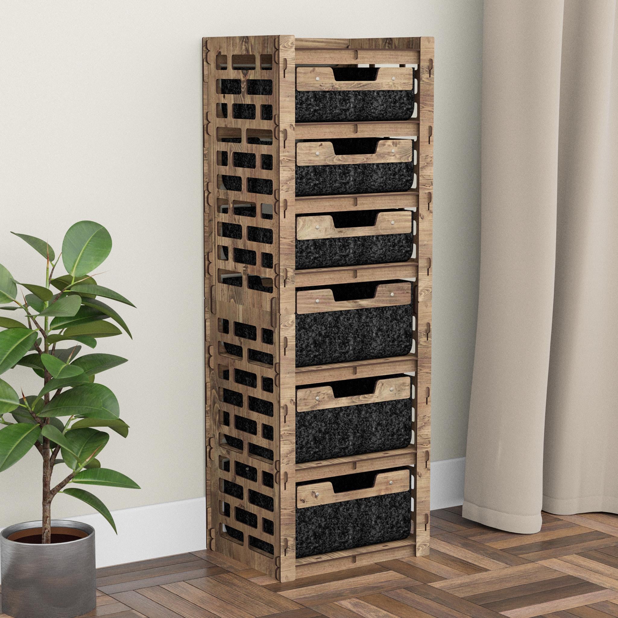 Комод для одежды из дерева Hexagonica Brickwall на 6 ящиков черные корзины 1200х413х345 мм (119997)