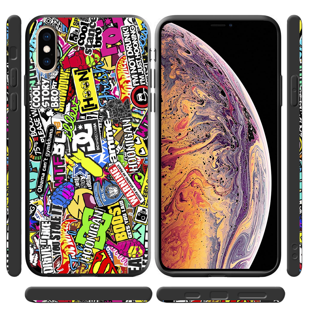 Чехол Boxface iPhone XS Max Multicolored Inscriptions Черный силикон (35321-up880-41771) - фото 2