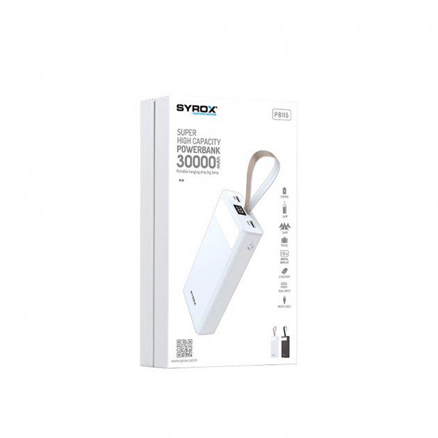 Повербанк Syrox PB115 30000 mAh 2xUSB LED с фонариком - фото 3