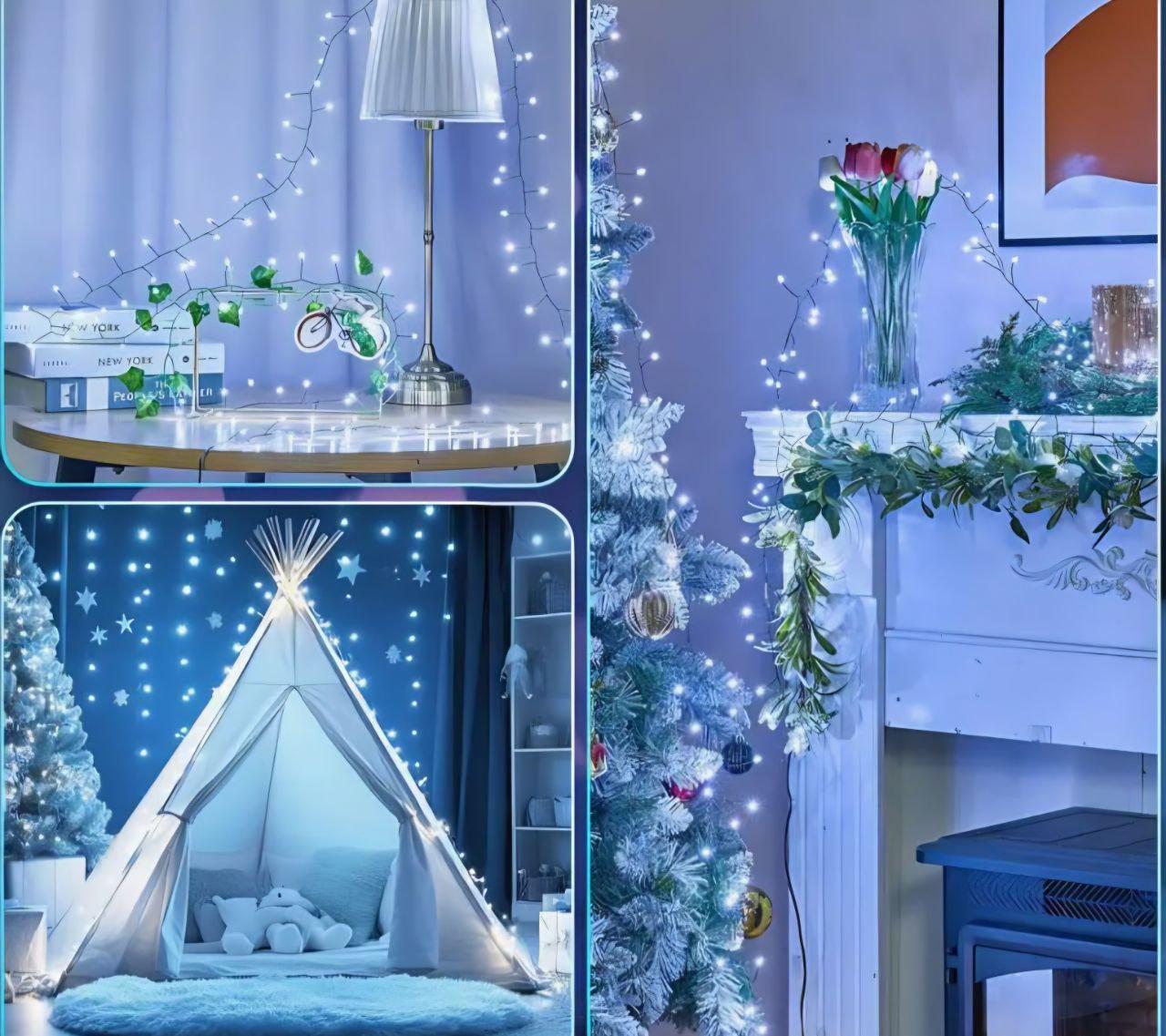 Гирлянда ветодиодная  для декора на батарейках с пультом 6 м 200 LED 8 режимов (1130) - фото 6