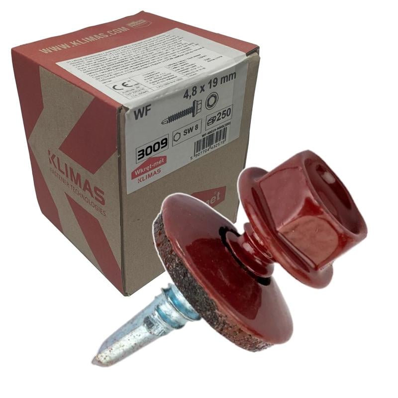 Саморез кровельный по металлу Klimas Wkret-Met RAL 3009 4,8x19 мм 250 шт.