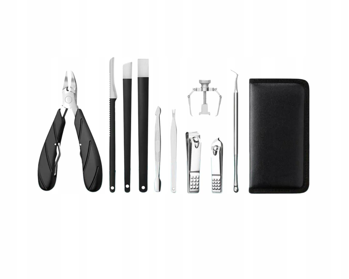 Набор для маникюра 11 инструментов кусачки ножницы клиперы пинцет в футляре (XJ5241)