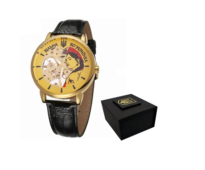 Наручные часы Awarder 022 Mechanic "Вільна бо Українка" Gold/Black