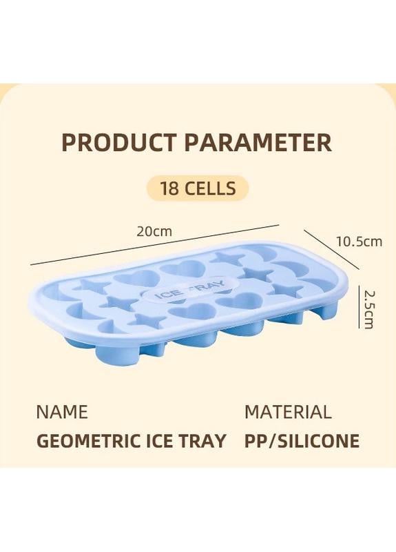 Силіконова форма для льоду Ice Tray Сердечки/Зірочки 18 шт. Блакитний (403314) - фото 3