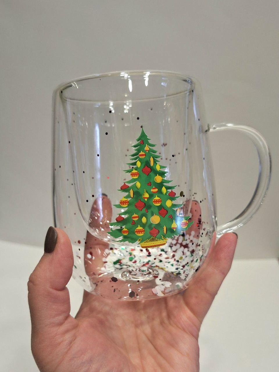Кружка з подвійного скла Новорічна-1 300 мл (1747) - фото 5 Кружка з подвійного скла Новорічна-1 300 мл (1747) - фото 5
