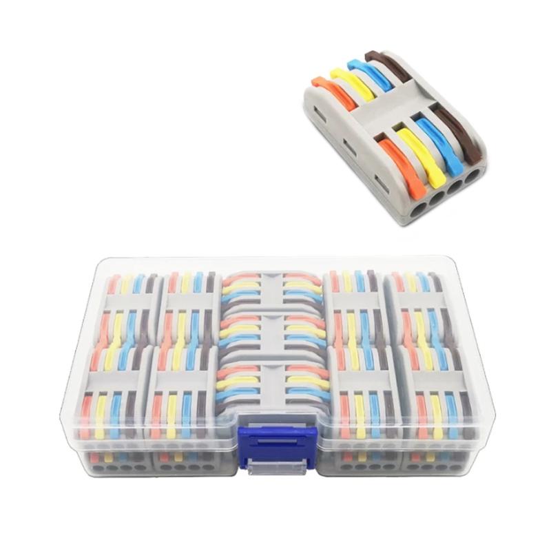 Набор клемм Tactix 0,08-4 мм2 32А 4х1-4х1 проходная одинарная 40х24х14,5 мм 22 шт. Разноцветный (CT424c-22box)