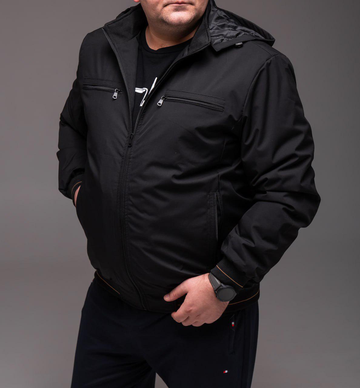 Ветровка мужская демисезонная батал р. 68 Черный (2428/4) - фото 5