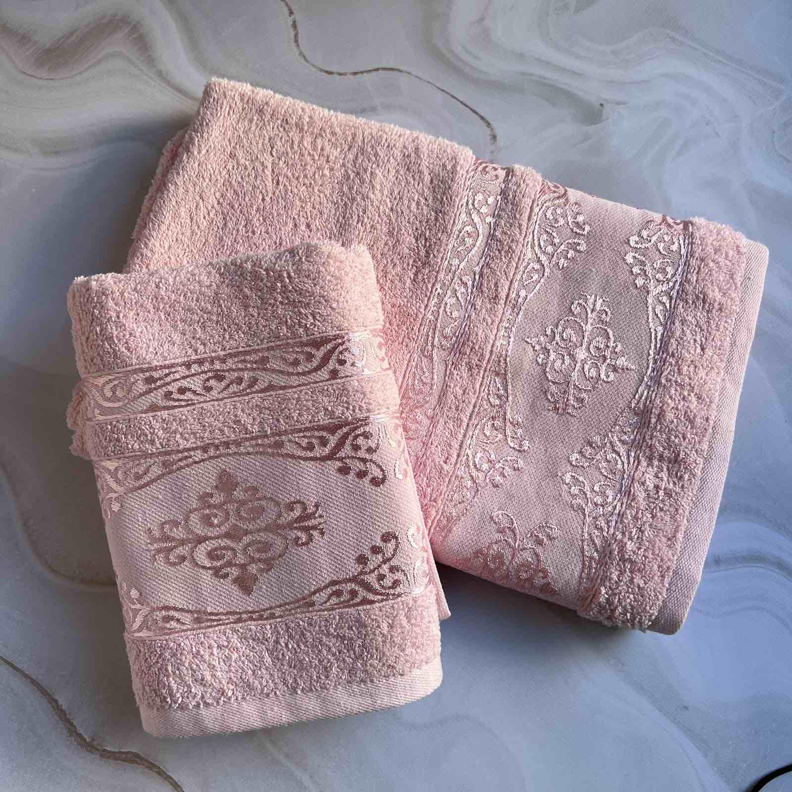 Набір рушників банне та для обличчя 70х40 см/50х90 см 2 шт. Рожевий (mame2v1cic2pembe) - фото 6