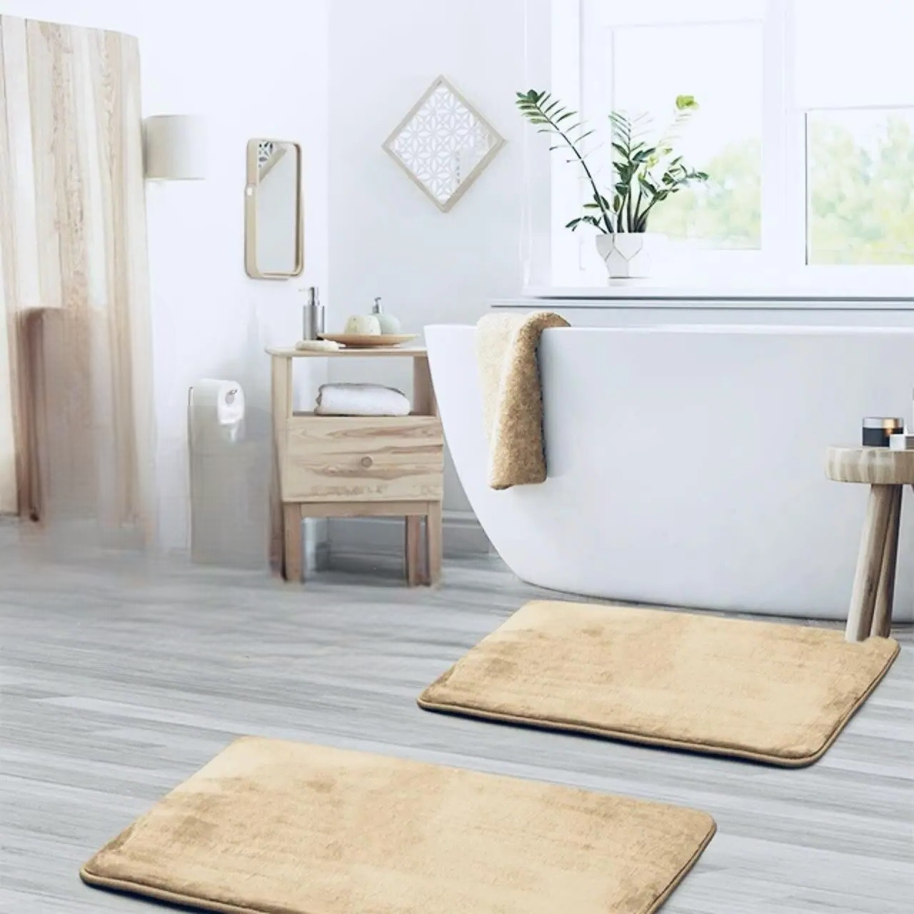 Коврик в ванную Smooth Premium Memory Foam 2в1 80х50/60х40 см 2 шт. Бежевый (NKPSmooth0004) - фото 2 Коврик в ванную Smooth Premium Memory Foam 2в1 80х50/60х40 см 2 шт. Бежевый (NKPSmooth0004) - фото 2