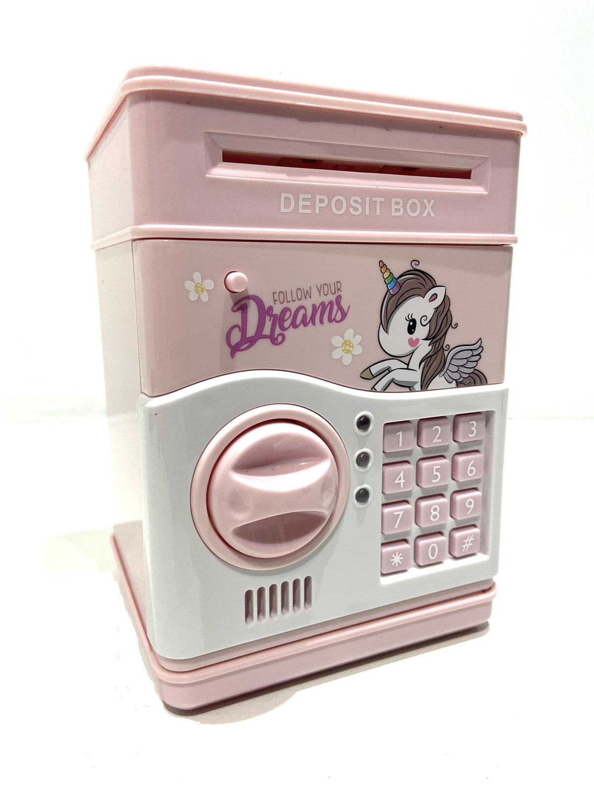 Сейф-копилка с кодовым замком и купюроприемником для бумажных денег и монет Розовый (MK 4776)