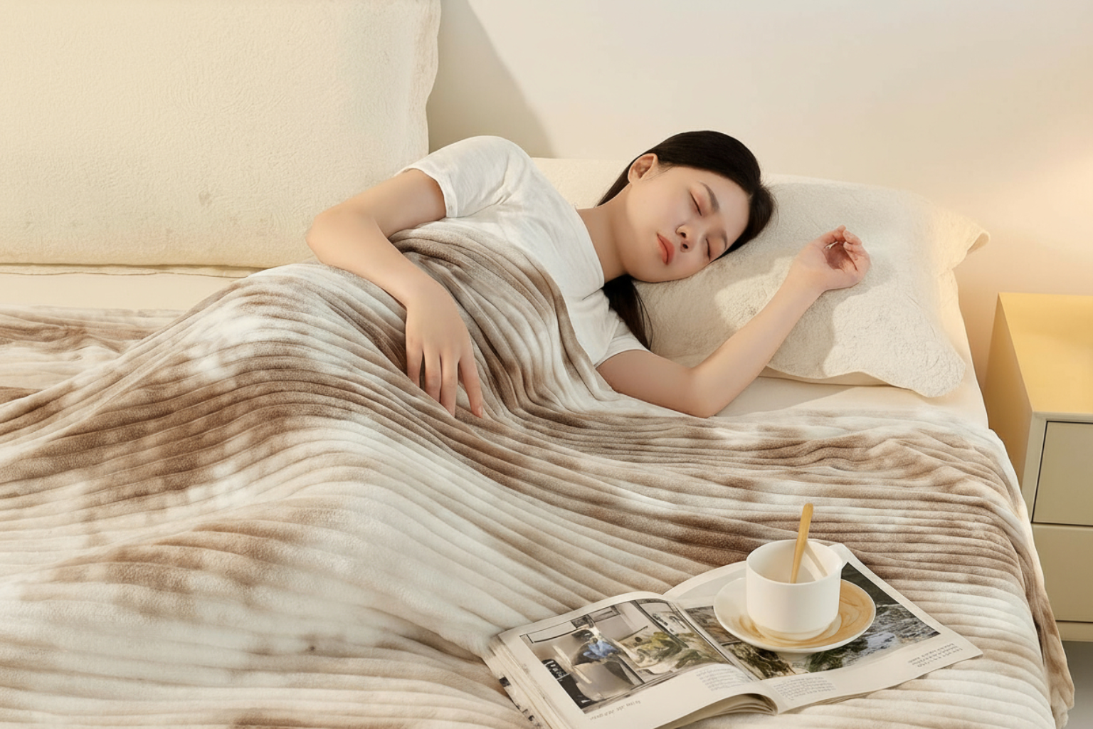 Плед флисовый полуторный Волна 160х210 см Бежево-молочный (F-1-106-80/milky) - фото 1 Плед флисовый полуторный Волна 160х210 см Бежево-молочный (F-1-106-80/milky) - фото 1