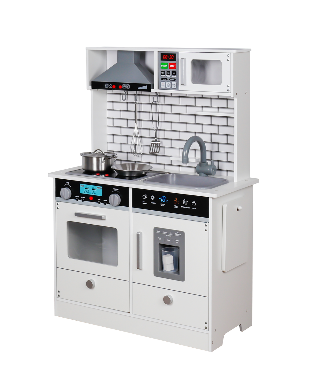 Детская деревянная кухня AVKO Аурика звуковые и световые эффекты White