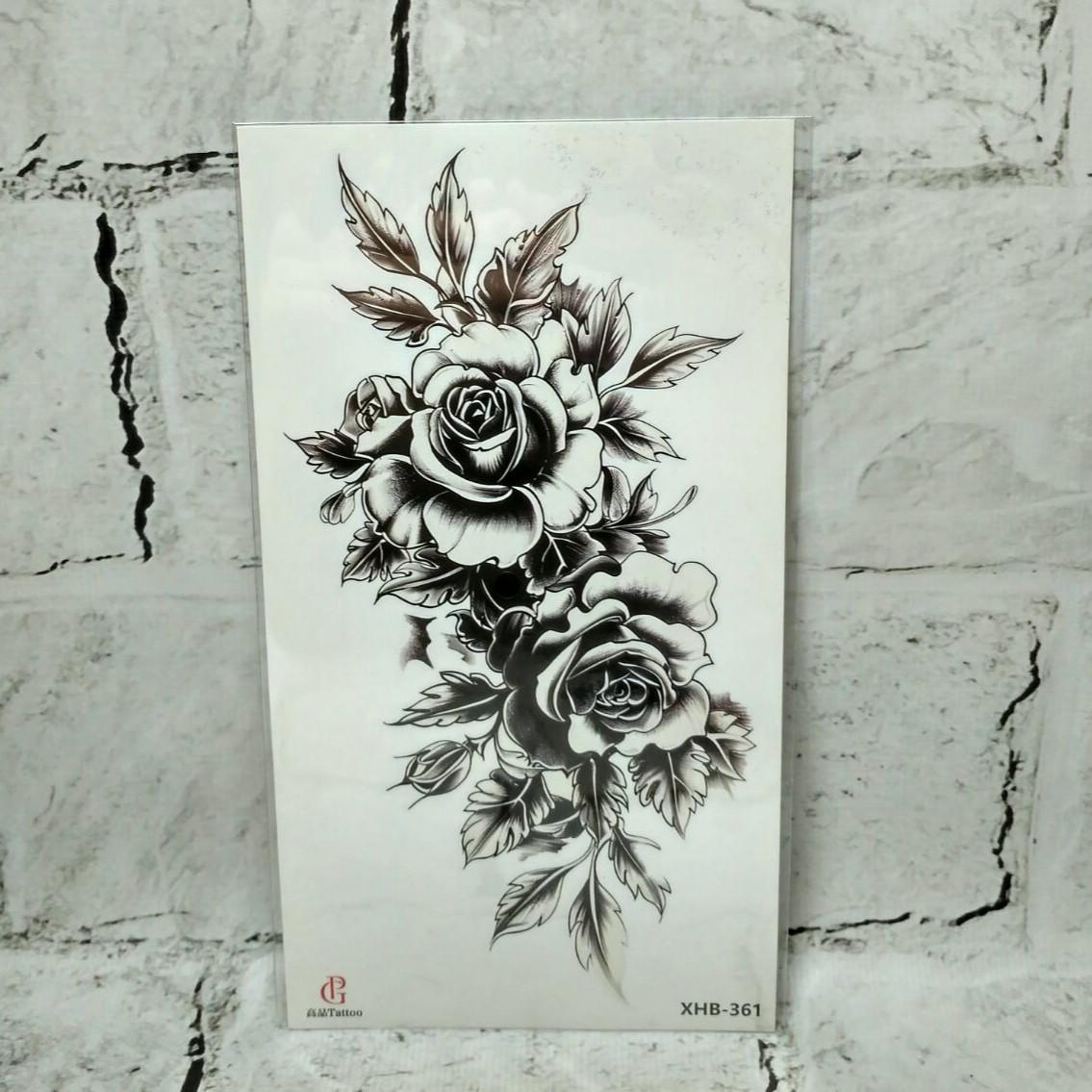 Тату временное Цветы лист 11,5x21 см (XHB-361)