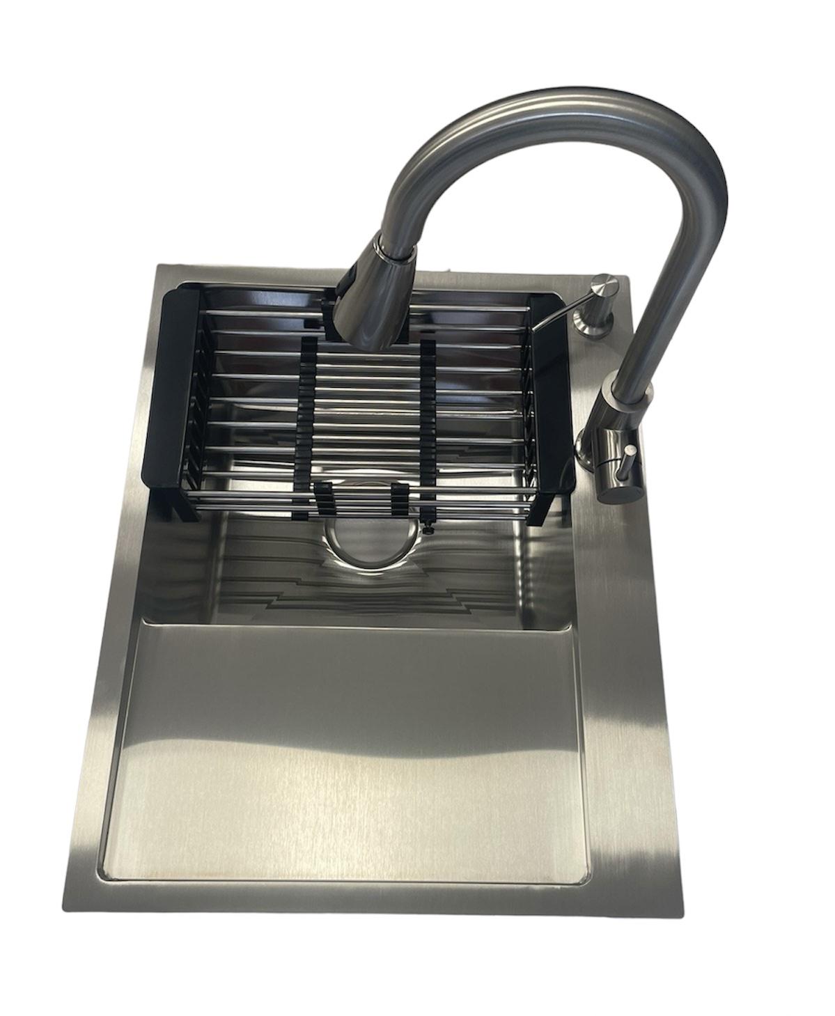 Мийка кухонна Lidz H6350L ліва Сірий/змішувач-кран для кухні Lidz Aria 015FL