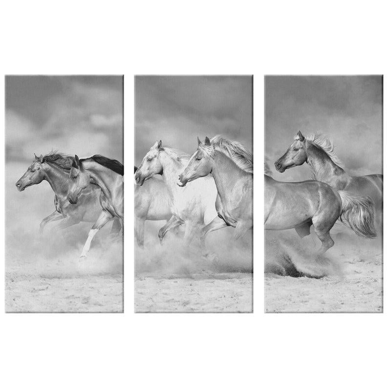 Модульная картина KIL Art Табун лошадей из трех частей 78x48 см (M3_M_5)
