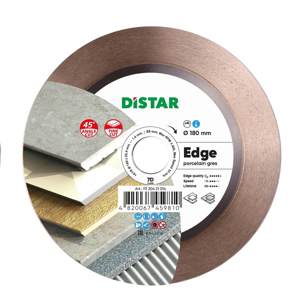 Круг алмазный отрезной 1A1R 180x1,4/1/1,6x25x25,4 Edge (2558130928)