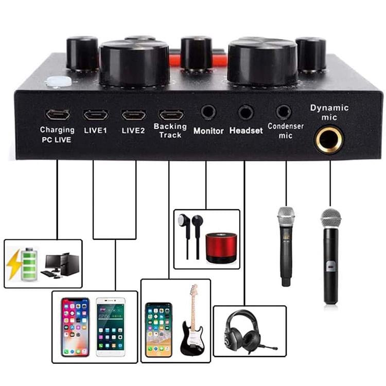 Аудіоінтерфейс/зовнішня звукова карта c Bluetooth і вбудованими пресетами Live Sound Card V8 USB-гарнітура - фото 8