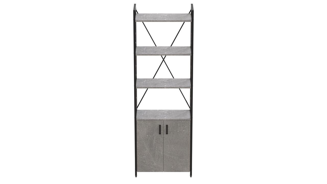 Этажерка Ferrum-decor 4/60 Коннект с тумбой 179x60x28 см Черный/Бетон (FRD-104490)