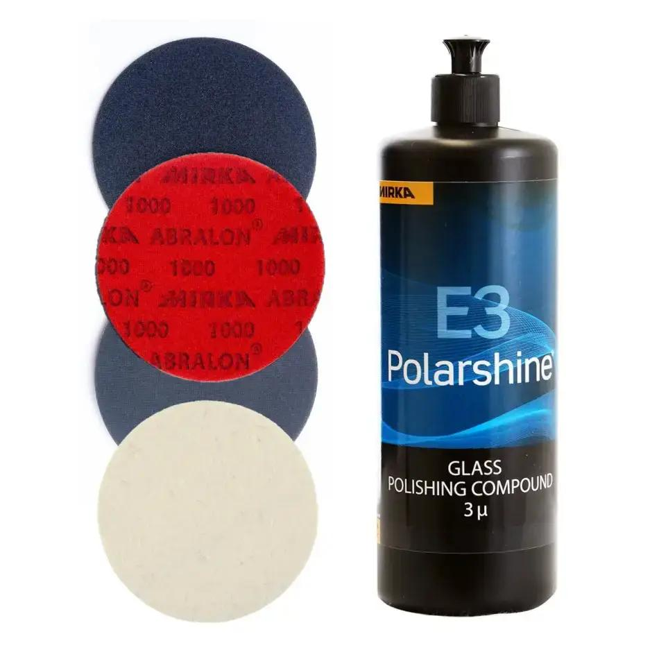 Набор полировальный для стекла Mirka Polarshine E3 250 мл налив и 4 шт. Abralon 125 мм/фетровый круг (25005768)
