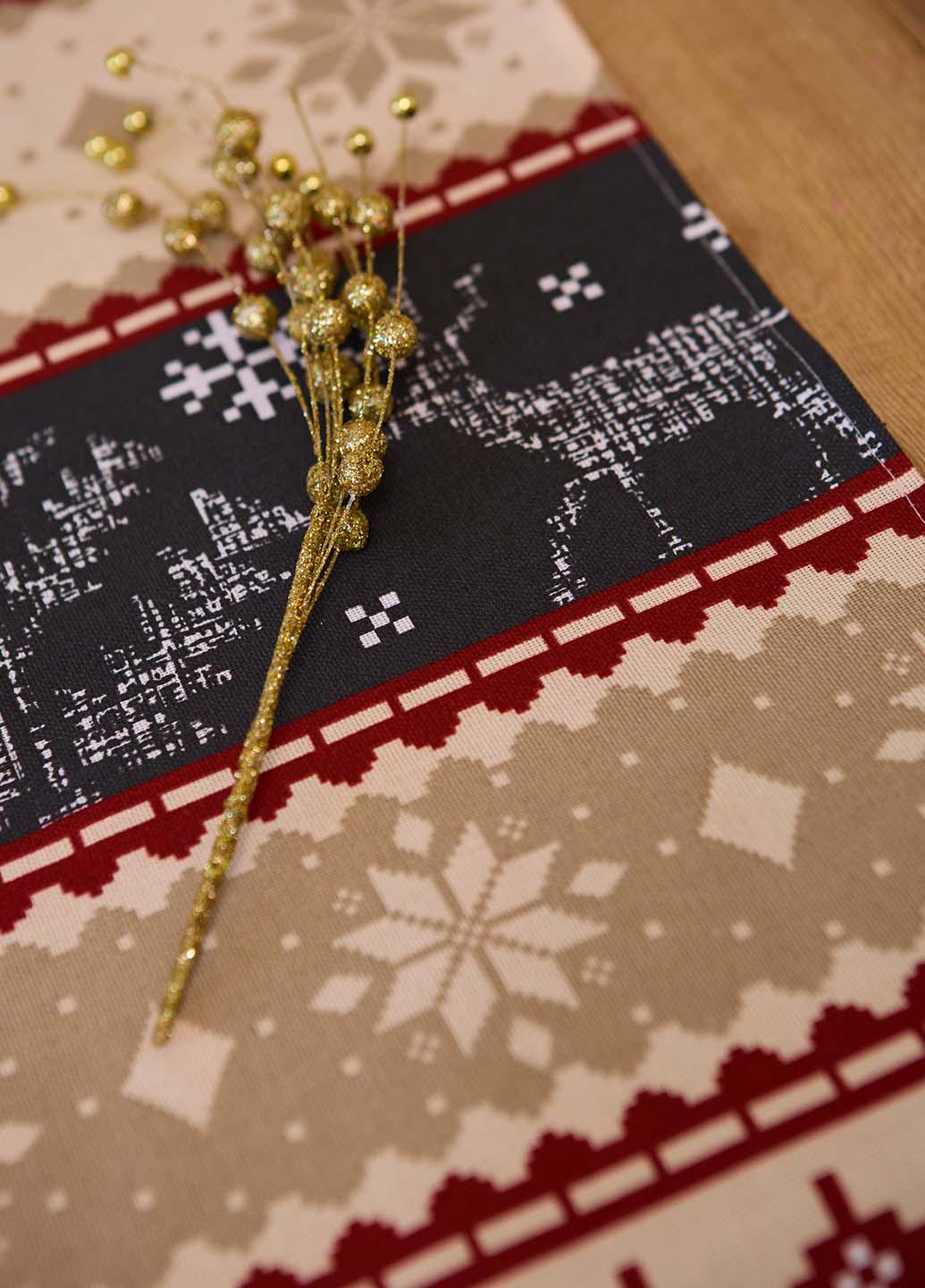 Скатертина новорічна раннер Північні олені 140x47 см - фото 4