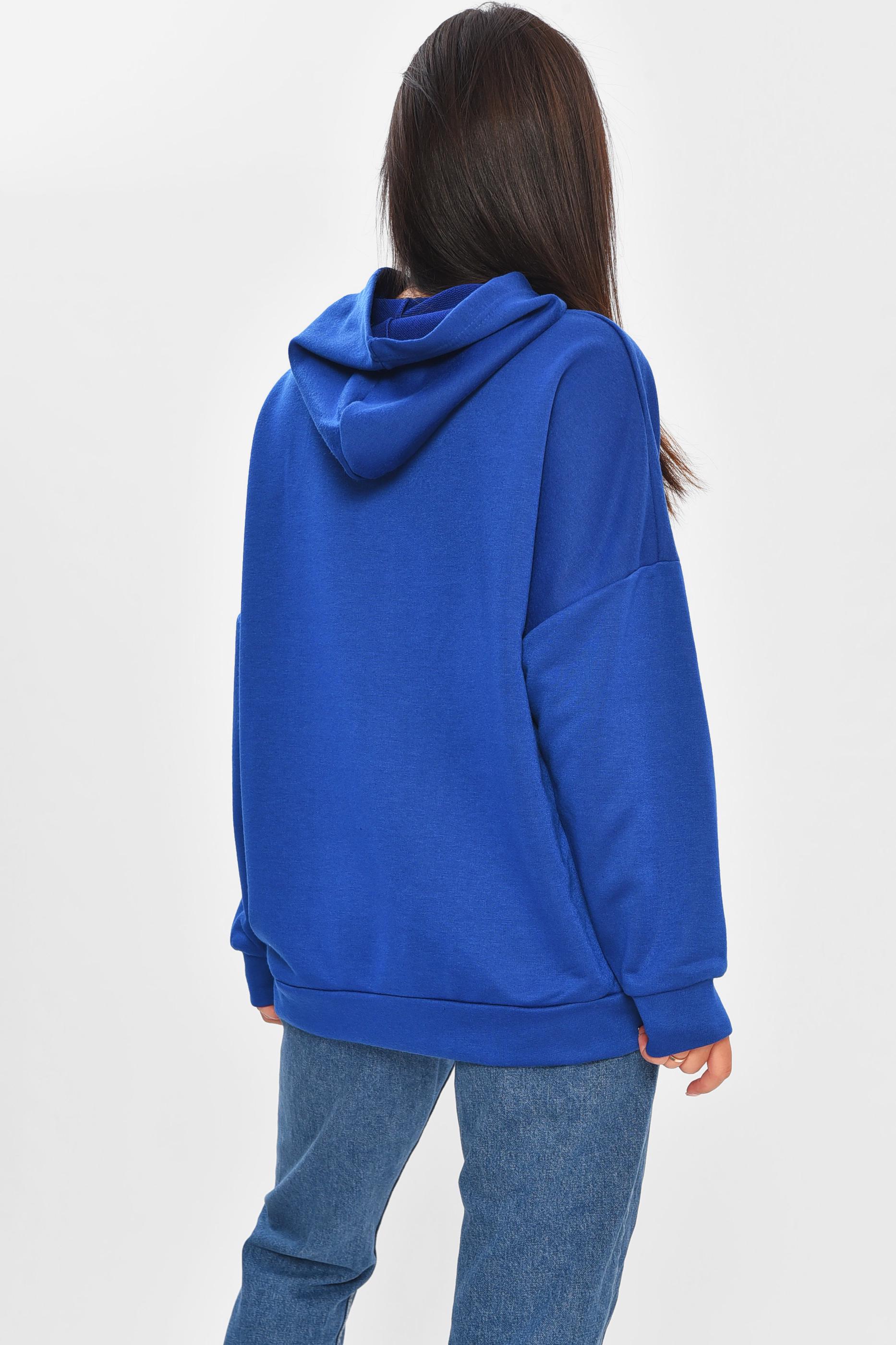 Худи женское 204433 однотонное SL Синий - фото 3 Худи женское 204433 однотонное SL Синий - фото 3