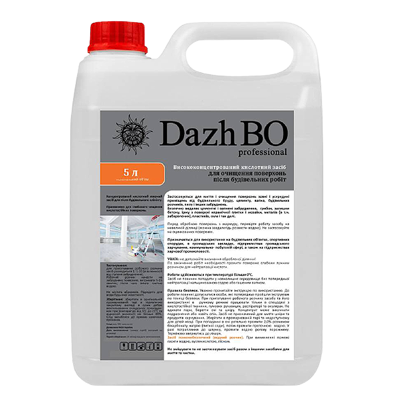 Моющее средство для послестроительного клининга DazhBO Professional концентрат 5 л (70009) Моющее средство для послестроительного клининга DazhBO Professional концентрат 5 л (70009)