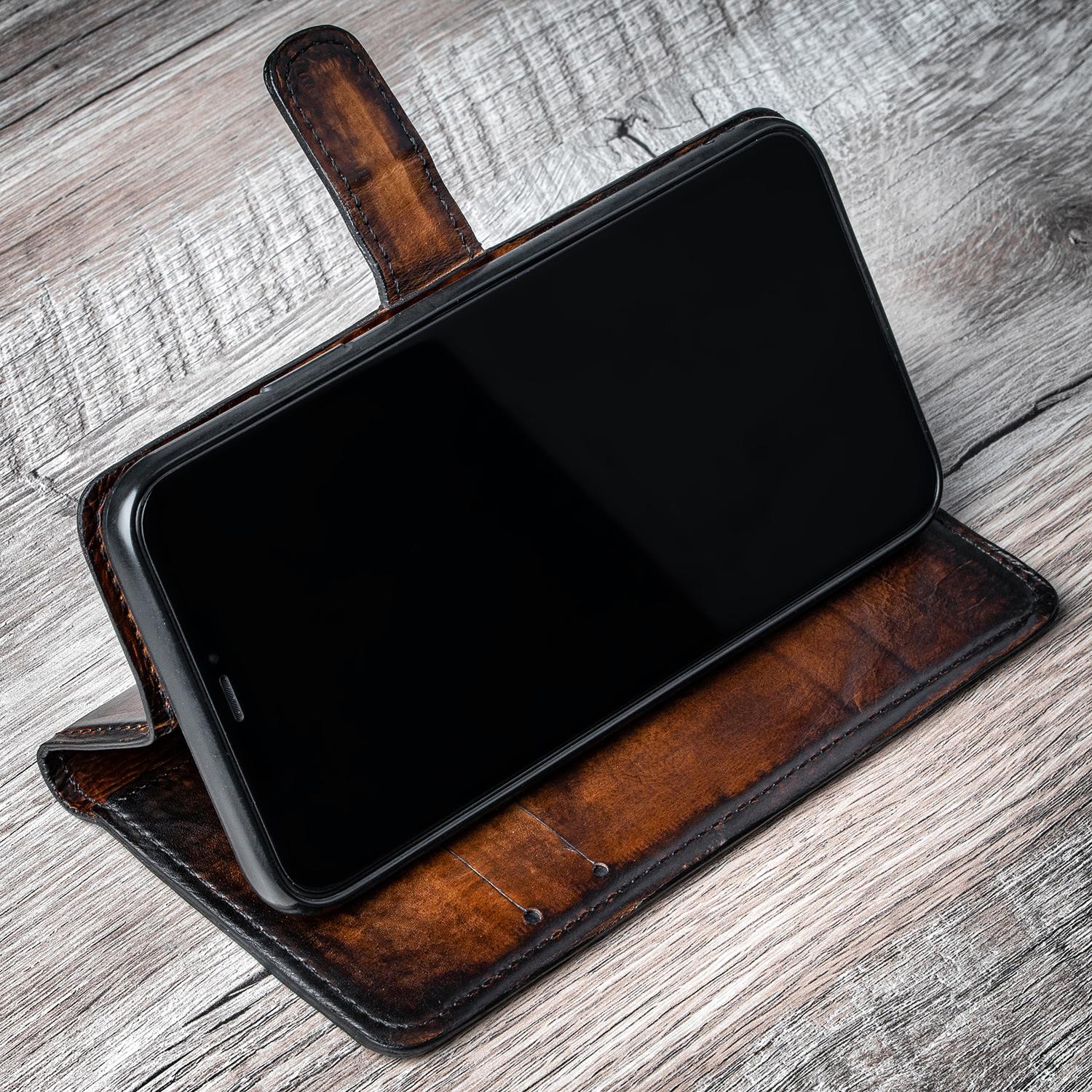 ᐉ Винтажный кожаный чехол книжка Exclusive для iPhone 12 Mini | Коричневый