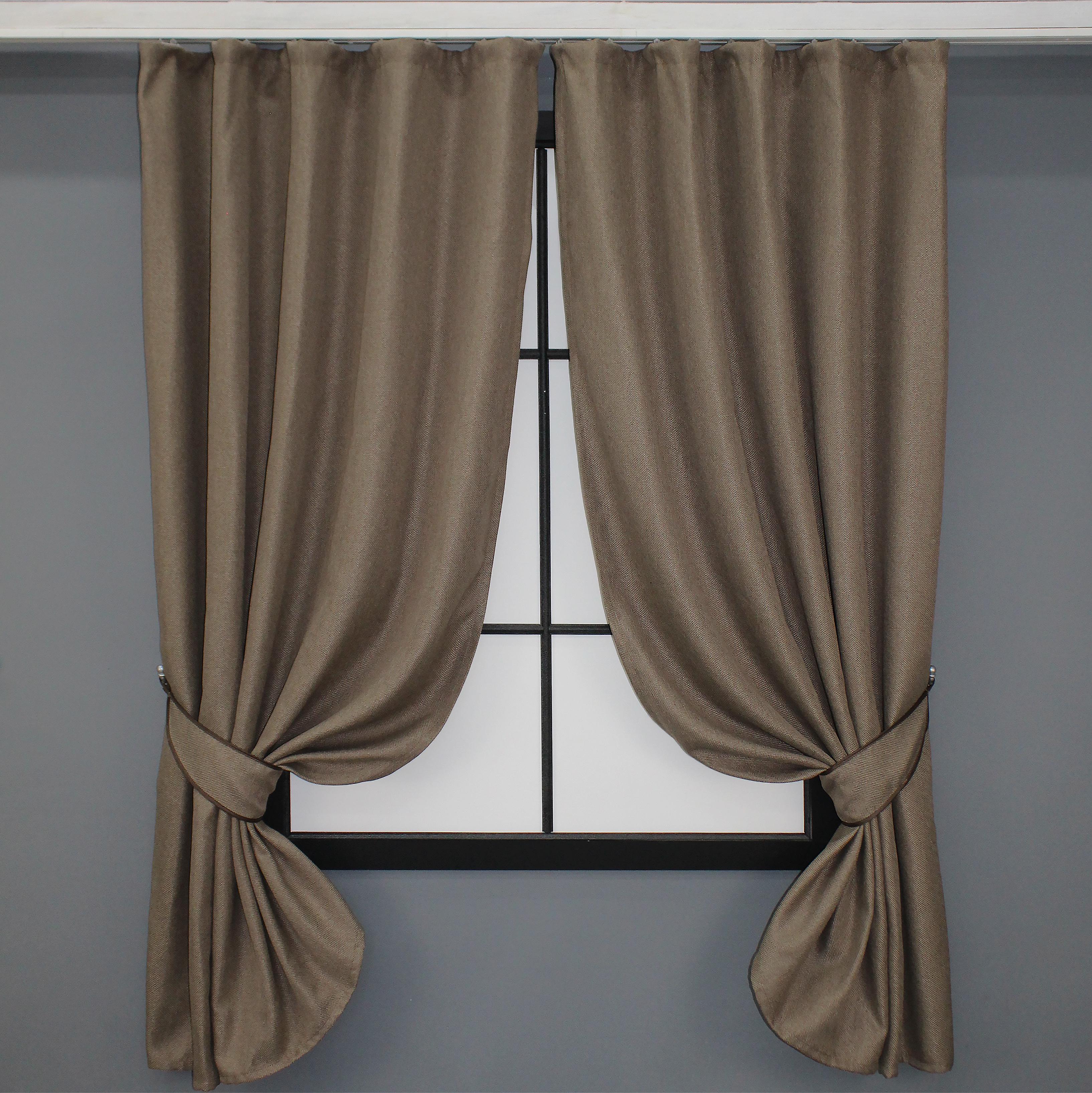 Комплект штор VR-Textil № 825ш лен-блекаут/мешковина 130х170 см 2 шт. Темно-бежевый (35-0099)