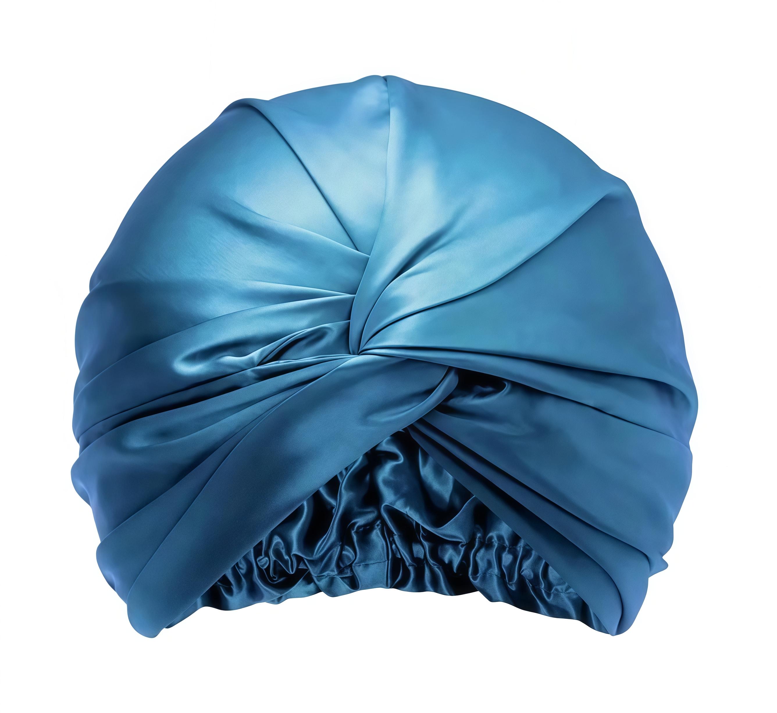 Бонет для волос двухслойный шелковый Бирюзовый
