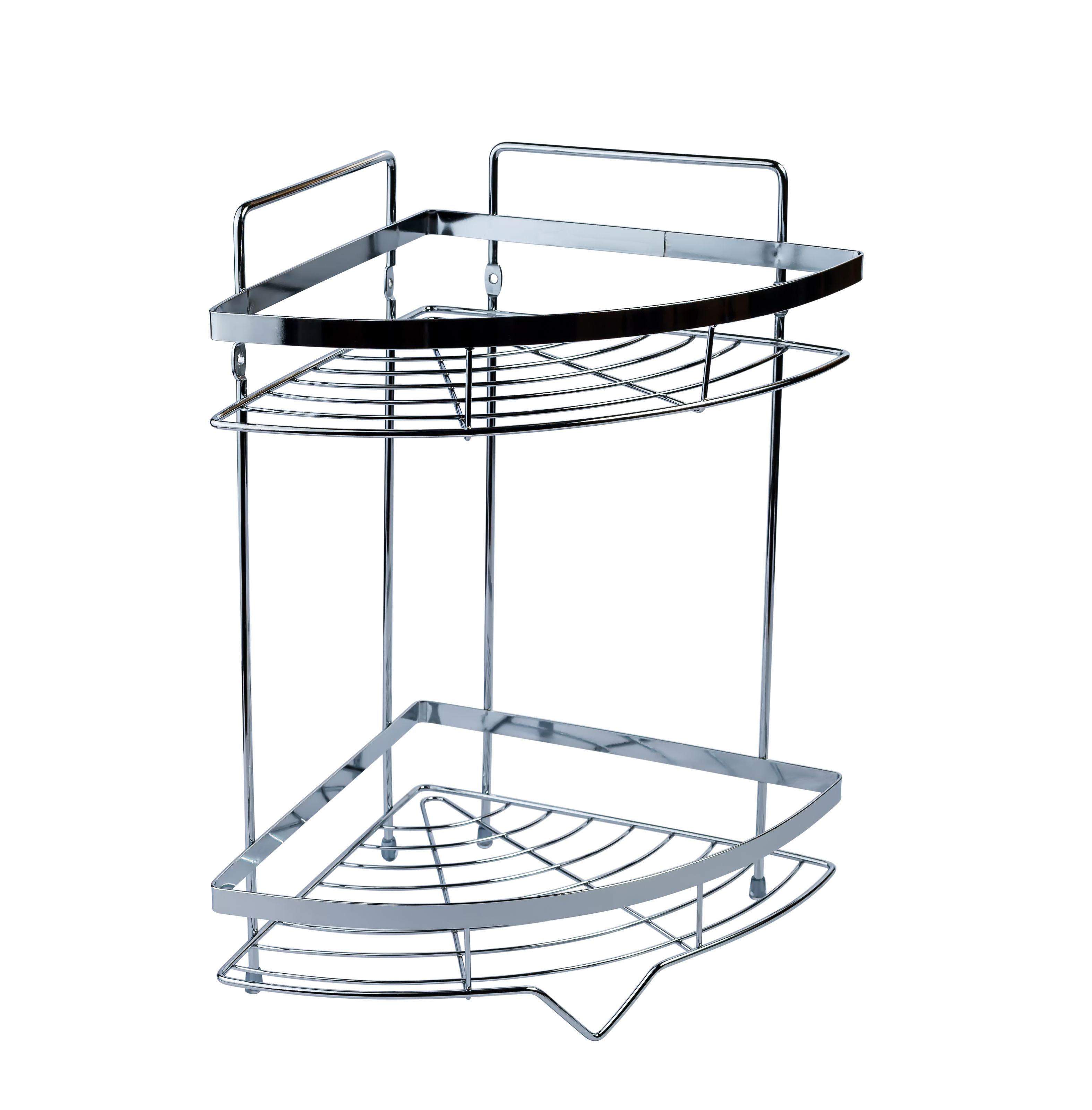 Полка настенная металлическая Kroner Rizze CV022913 2-х ярусная угловая Хром (134655)