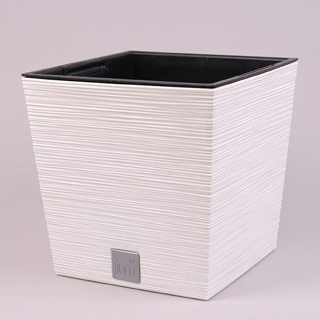 Горшок пластиковый Flora FURU SQUARE LOW с вкладом 28,5х28,5 см Белый (92321)