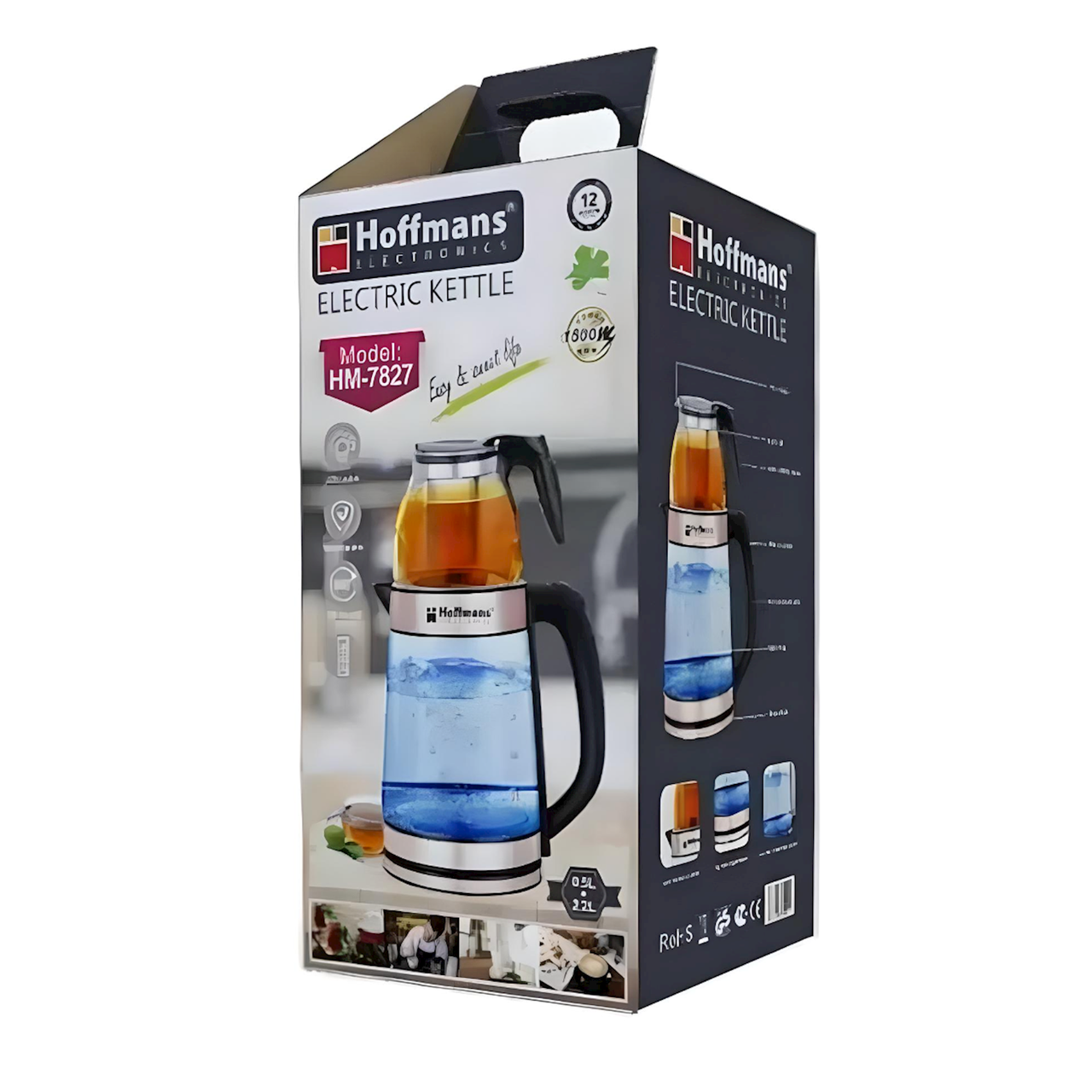 Кухонный чайник электрический стеклянный с заварником 2,2 л + 0,5 л - фото 2 Кухонный чайник электрический стеклянный с заварником 2,2 л + 0,5 л - фото 2