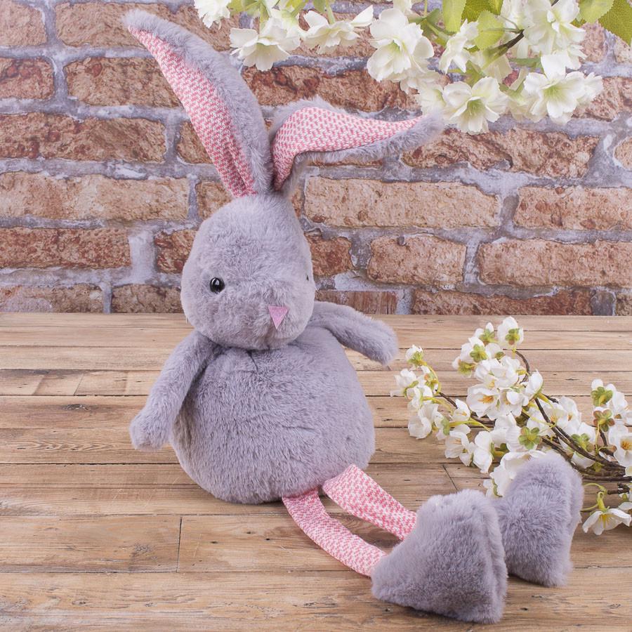 Статуэтка Заяц с ушками 38 см Серый/Розовый (4968-2)