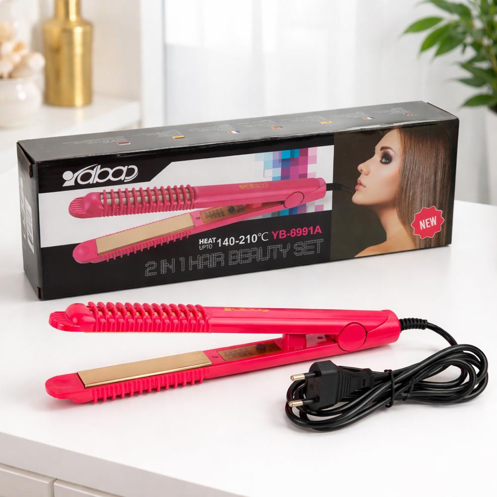 Випрямляч для волосся іонний електричний Dbap YB-6991 керамічні пластини 140-210°C 35 Вт Рожевий