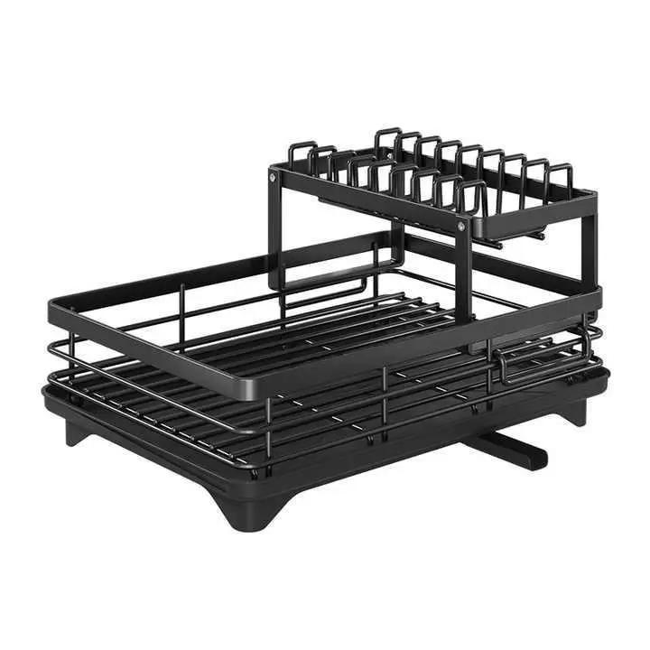 Сушилка для посуды RIAS Multifunctional Bowl Rack стальная с поддоном 42x30x17 см Black (3_08109)