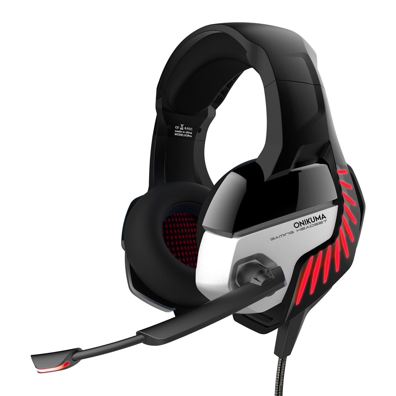 Наушники игровые ONIKUMA Gaming LED K5 Pro Черно-красный (1185632317)