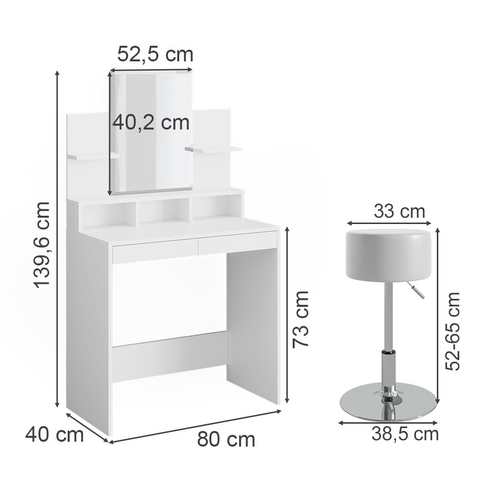 Туалетный столик Vicco Ania со стулом Белый - фото 3