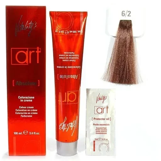 Крем-краска для волос с масляным коктейлем Vitality’s Art Absolute Hair Color Cream 6/2 Бежевый темный блондин 100 мл