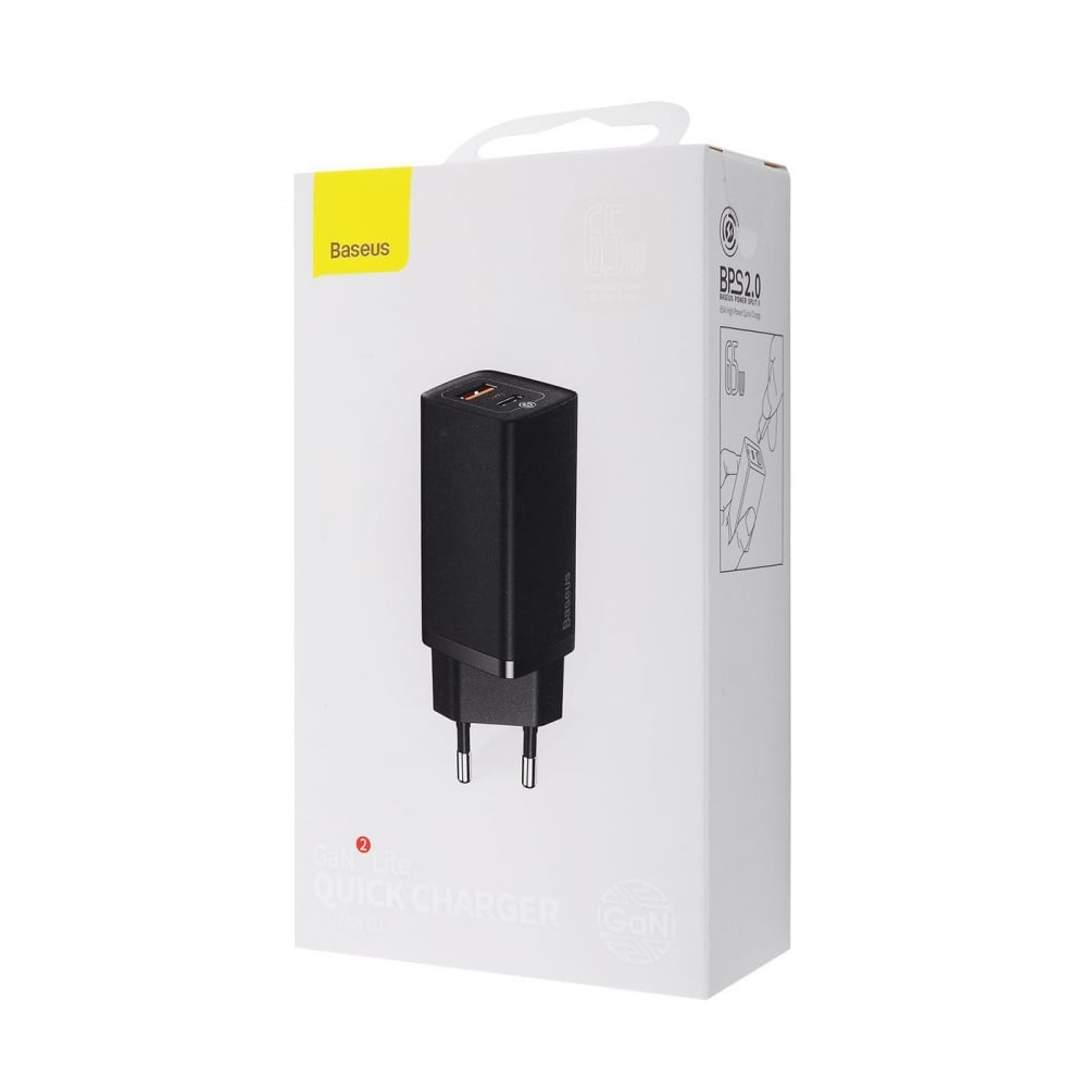 Зарядний пристрій BASEUS GaN2 Lite Quick Charger 65 W 1 Type-C 1 USB White - фото 2